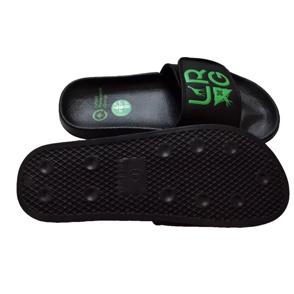 Lifted Research Group LRG Mens Stacked Logo Slides Black Sandals Shoes New 8 - Picture 2 of 5